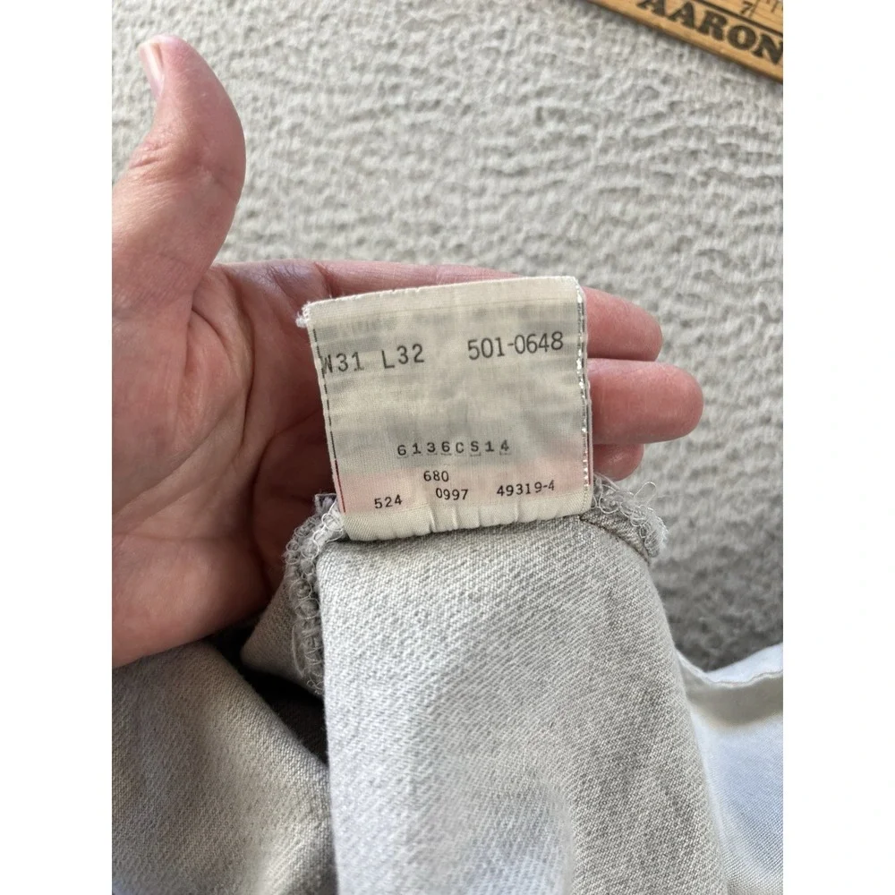 Vintage Levis 501 Jeans Mens 31x32 (Fits 28x31) Gray 90s Made USA Denim Faded